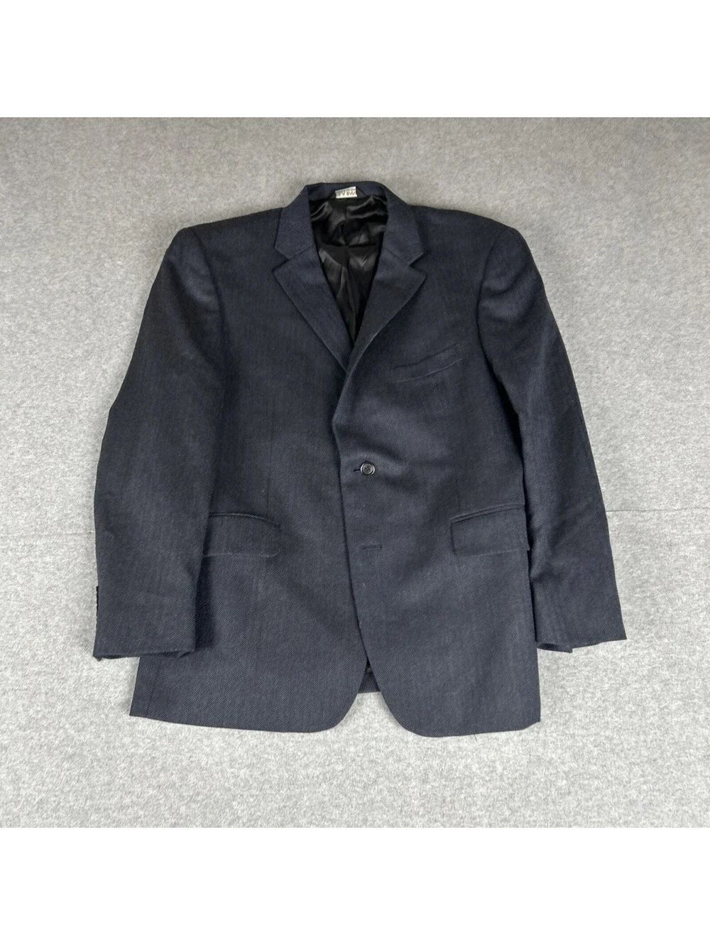 Joseph & Feiss men's coat wool blue and gray herringbone Pattern Size 44s